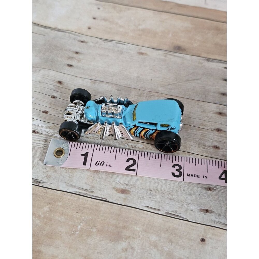 2012 Hot Wheels Street Creeper Sky Blue Tiger Stripe Chrome Engine Diecast Car - Picture 8 of 8